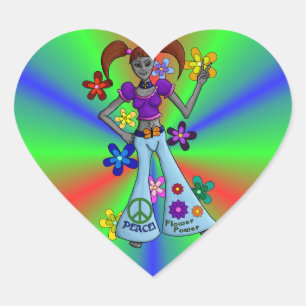Alien Hippy Heart Herz-Aufkleber