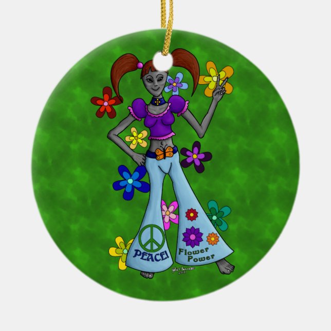 Alien Hippy Keramikornament (Vorne)