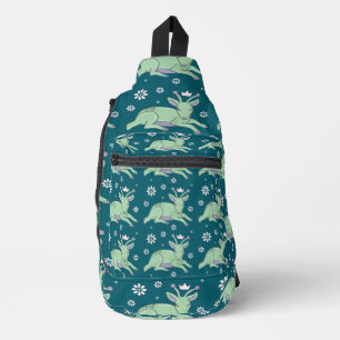 Alien-Hirsch-Volkskunst Whimsischer grüner Hirsc Crossbody Bag