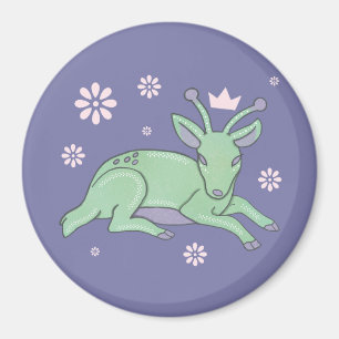 Alien-Hirsch-Volkskunst   Whimsischer grüner Hirsc Magnet