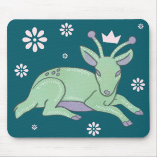 Alien-Hirsch-Volkskunst   Whimsischer grüner Hirsc Mousepad