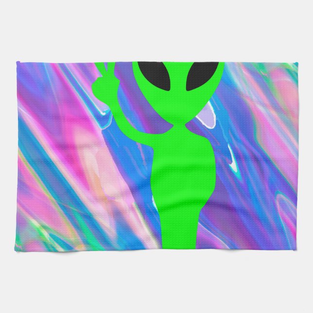Alien-Hologramm Geschirrtuch (Horizontal)