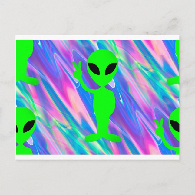 Alien Hologramm Postkarte (Vorderseite)