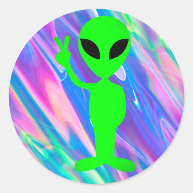 Alien Hologramm Runder Aufkleber (Vorderseite)