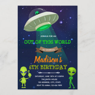Alien hors de ce monde invitation d'anniversaire
