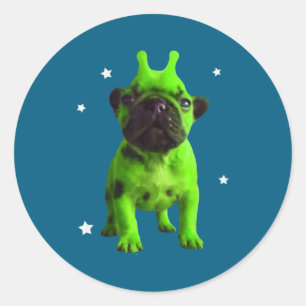 Alien-Hund-Meme Retro Dummer Hund Vintage Weltraum Runder Aufkleber