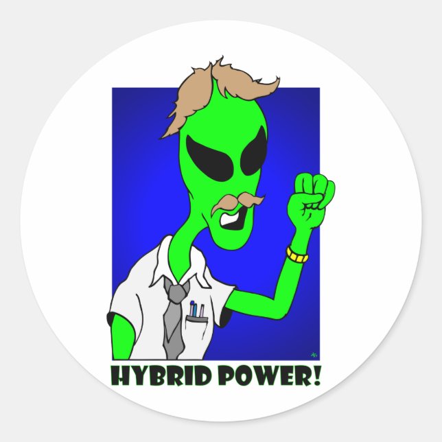 Alien Hybrid-Power Runder Aufkleber (Vorderseite)