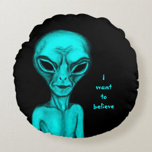 Alien, ich wollte zu glauben rundes kissen