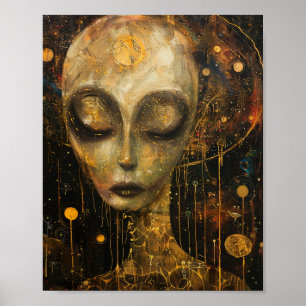 Alien im Klimt-Stil Poster