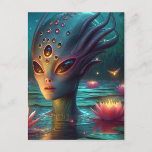 Alien im Schwimmen Postkarte