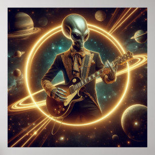 Alien im Weltraum, Gitarre, Extravagante Jacke, Poster