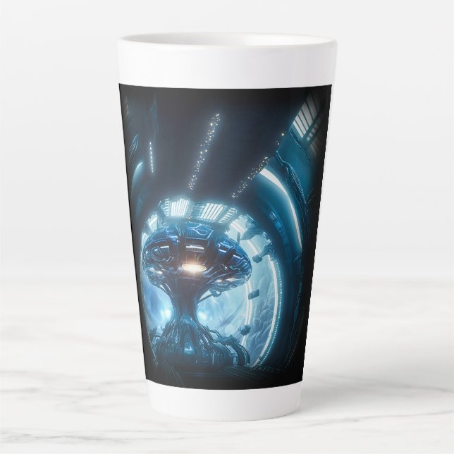 Alien im Weltraum Latte Tasse (Vorderseite)