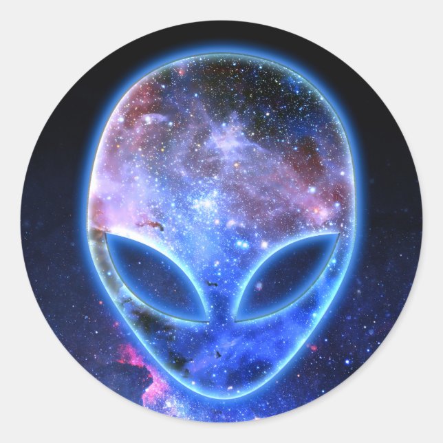Alien im Weltraum Runder Aufkleber (Vorderseite)