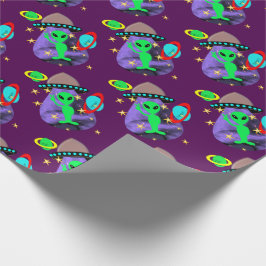 Alien im Weltraum Spaß Kinder Niedliches Party Geschenkpapier