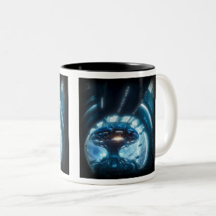 Alien im Weltraum Zwei-Tonen-Tasse, 11 oz Zweifarbige Tasse