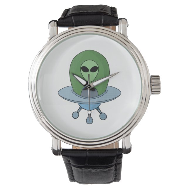 Alien in seinem kleinen Raumschiff Armbanduhr (Vorderseite)