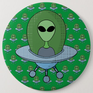 Alien in seinem kleinen Raumschiff Button