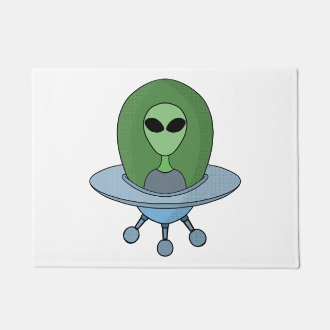 Alien in seinem kleinen Raumschiff Fußmatte (Vorderseite)