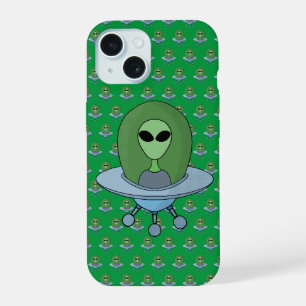 Alien in seinem kleinen Raumschiff iPhone 15 Hülle