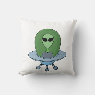 Alien in seinem kleinen Raumschiff Kissen