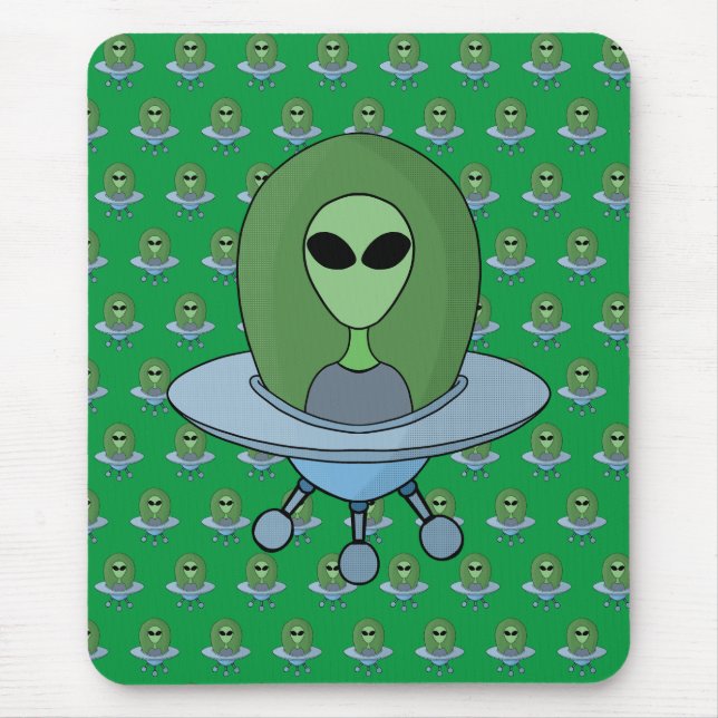 Alien in seinem kleinen Raumschiff Mousepad (Vorne)
