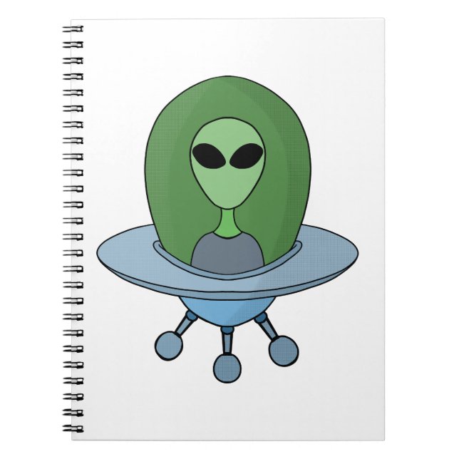 Alien in seinem kleinen Raumschiff Notizblock (Vorderseite)