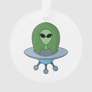 Alien in seinem kleinen Raumschiff Ornament