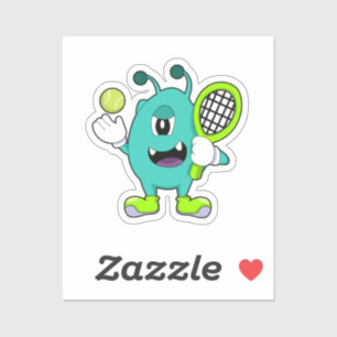 Alien in Tennis mit Tennisschläger Aufkleber