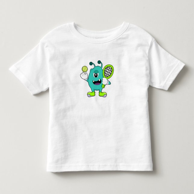Alien in Tennis mit Tennisschläger Kleinkind T-shirt (Vorderseite)