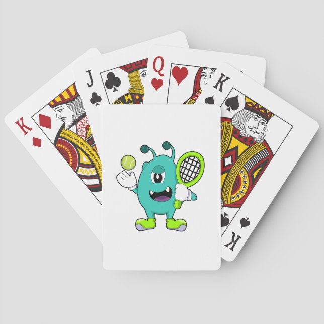 Alien in Tennis mit Tennisschläger Spielkarten (Rückseite)