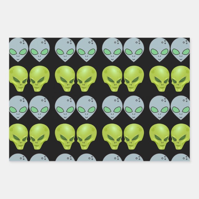 Alien intergalaktisches Geschenkpapier Set (Vorderseite 3)