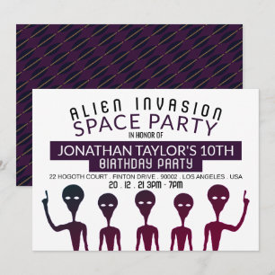 Alien Invasion Birthday Party Einladung