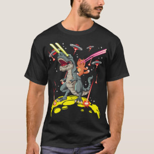 Alien Invasion der Weltraumkatze T-Rex Laser Eyes T-Shirt