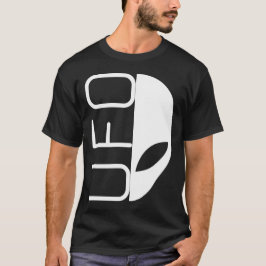 Alien Invasion Half Face UFO Typography Design T-Shirt