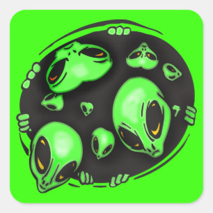 Alien Invasion Quadratischer Aufkleber