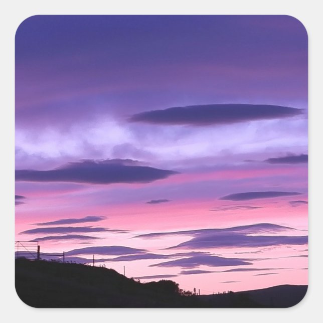 Alien Invasion Sunset Quadratischer Aufkleber (Vorderseite)