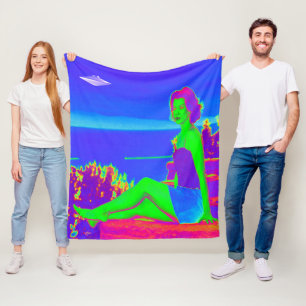 Alien-Invasions-Pop-Art-Flanelldecke Fleecedecke