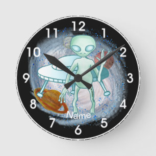 Alien-Invasor-Uhr Runde Wanduhr