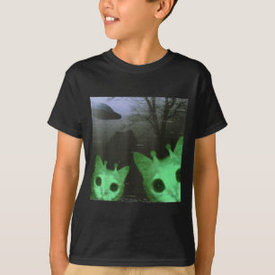 Alien Katzen Ufo Lustiges Gruseliges Katzen Meme F T-Shirt