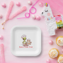 Alien-Koch-Katze-Donut-Kawaii-Design Pappteller