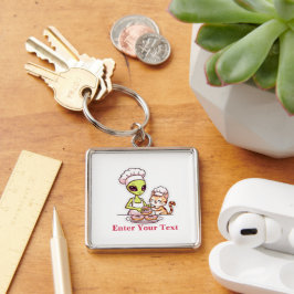 Alien-Koch-Katze-Donut-Kawaii-Design Schlüsselanhänger