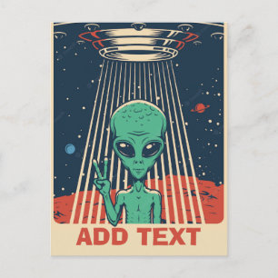 Alien komisch, Text bearbeiten Postkarte