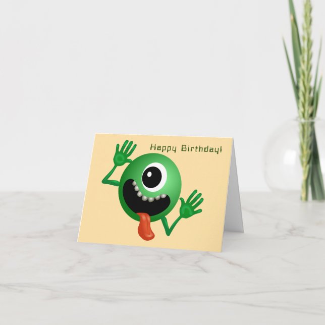 Alien kommt zum Geburtstag Karte (Vorderseite)