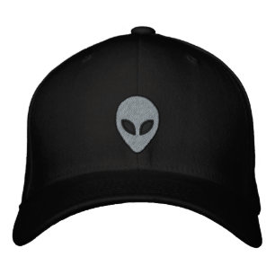 Alien Kopf bestickter Hut (vorne und hinten)
