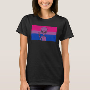 Alien-Kopf-UFO-Friedenszeichen-Gaylien-Bisexuellen T-Shirt