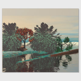 ALIEN LANDSCAPE, BÄUME, LAGUNE HYPERION Sci Fi Geschenkpapier