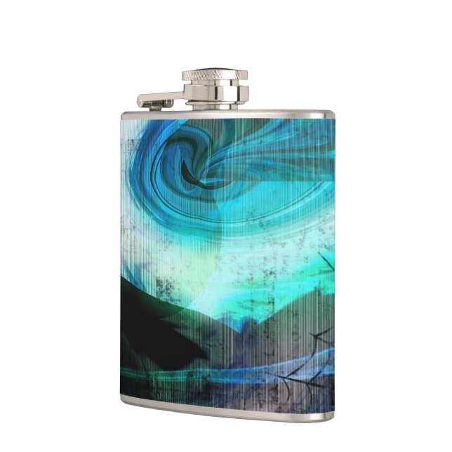 Alien Landscape Grunge Abstrakt Flask Flachmann (Links)