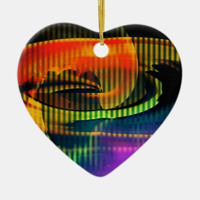 Alien Landscape Rainbow Abstrakt Keramik Ornament (Vorne)