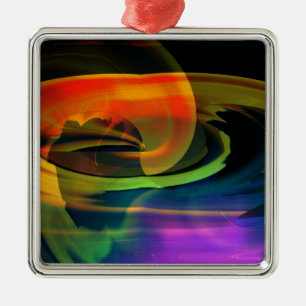 Alien Landscape Rainbow Abstrakt Silbernes Ornament