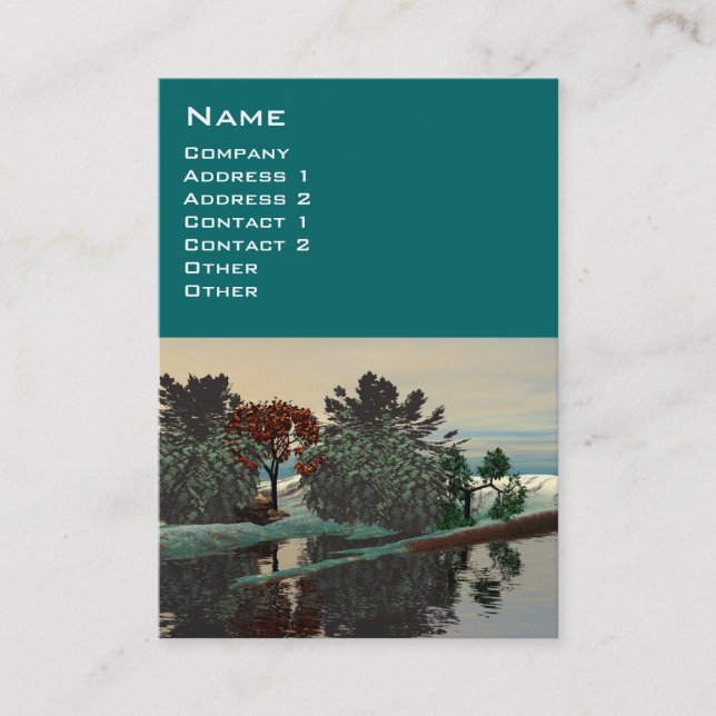 ALIEN LANDSCAPE, TREES LAGOON HYPERION Sci Fi Gree Visitenkarte (Vorderseite)
